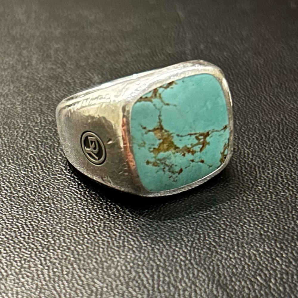 David Yurman Silver and Blue Jewelry Ring with Turquoise Stone
